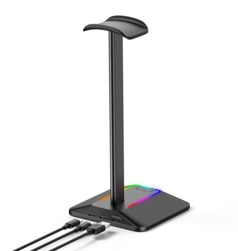 Dual Output Colorful Headwear Headset Display Rack Data Transmission Headphone Holder RGB Luminous Gaming - Image 6